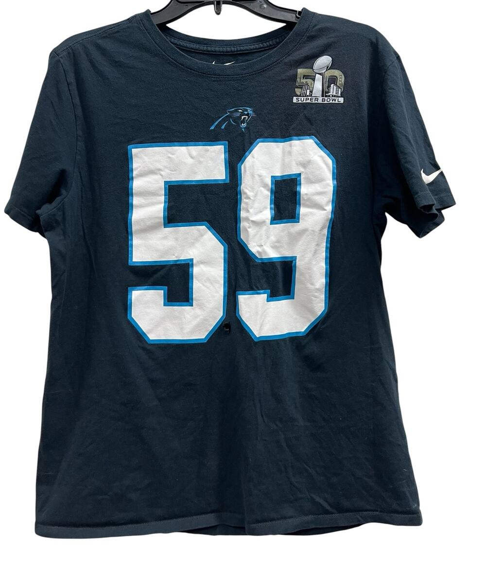 Nike Super Bowl 50 Luke Kuechly Carolina Panthers t-shirt number 59 sz M